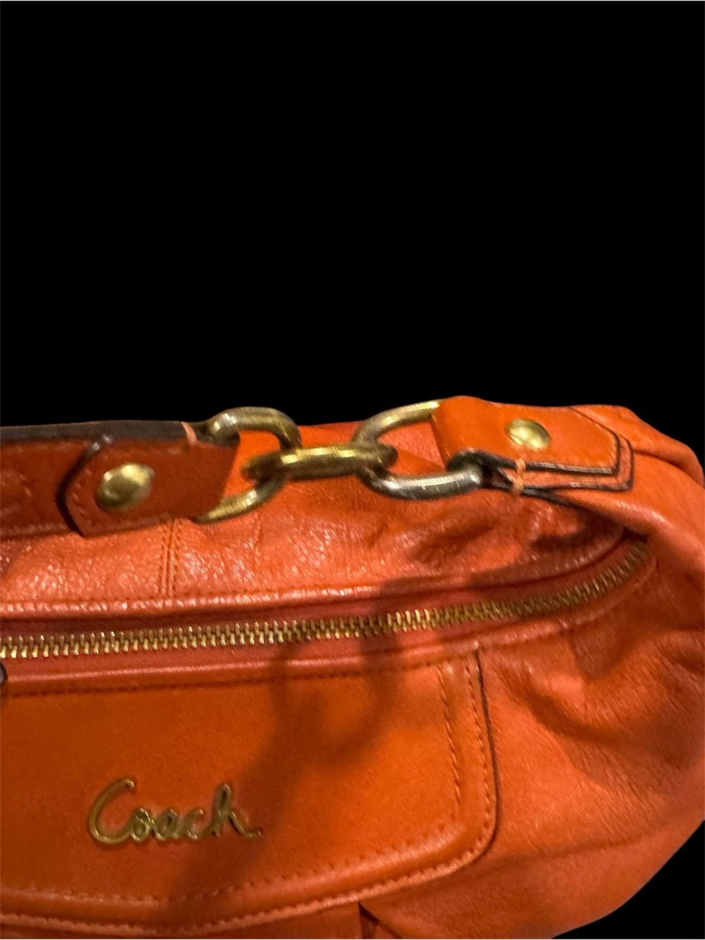 Coach Orange Leather Shoulder Bag with Burgundy Tag; Like new. - Picture 3 of 13